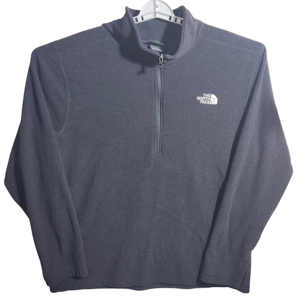 The North Face Mens XXL Black‎ Textured Fleece 1/4 Zip Pullover NF0A3YR1JK3